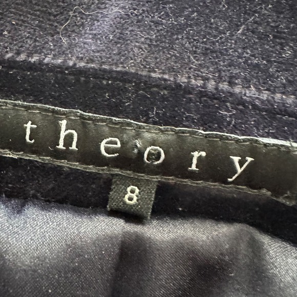 Theory Velvet Cropped Blazer Jacket Navy Blue Short Sleeve 8 VTG Steampunk Y2K - Picture 5 of 11